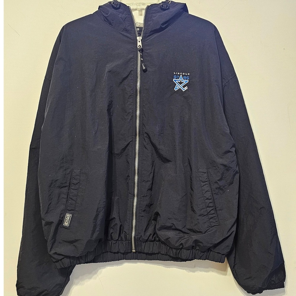Gear For Sports‎ Lincoln Stars Hockey Hooded Windbreaker Jacket Black Mens XL